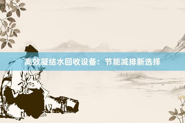 高效凝结水回收设备：节能减排新选择